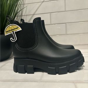 Jeffrey Campbell Black Chelsea Rain Boots
